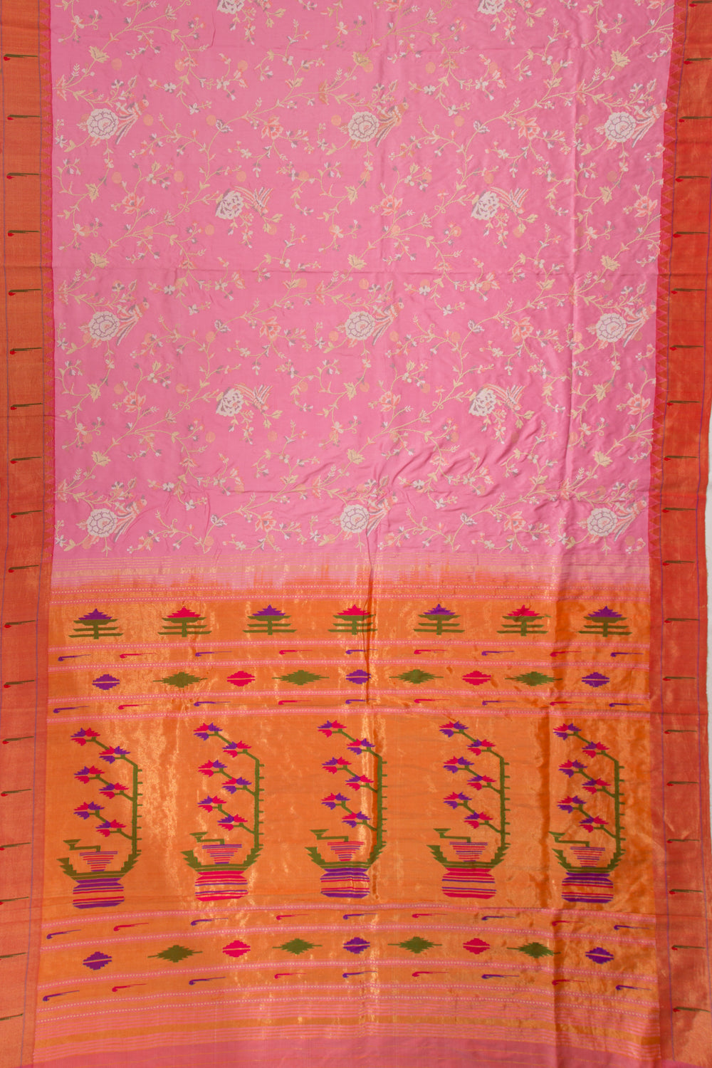 Paithani Silk Embroidery Jaal Baby Pink Saree