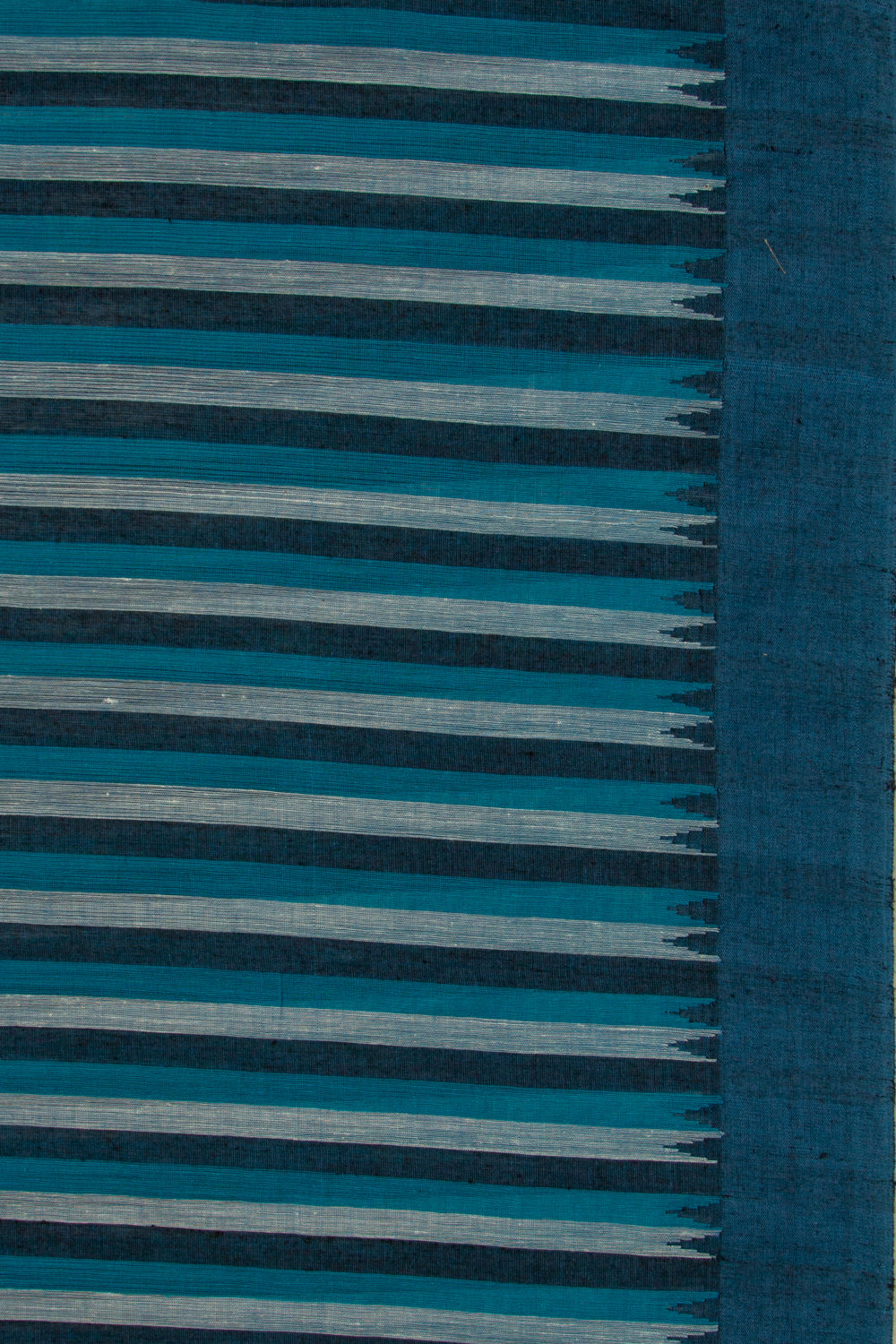 Handspun Cotton Vertical Lines Blue Saree