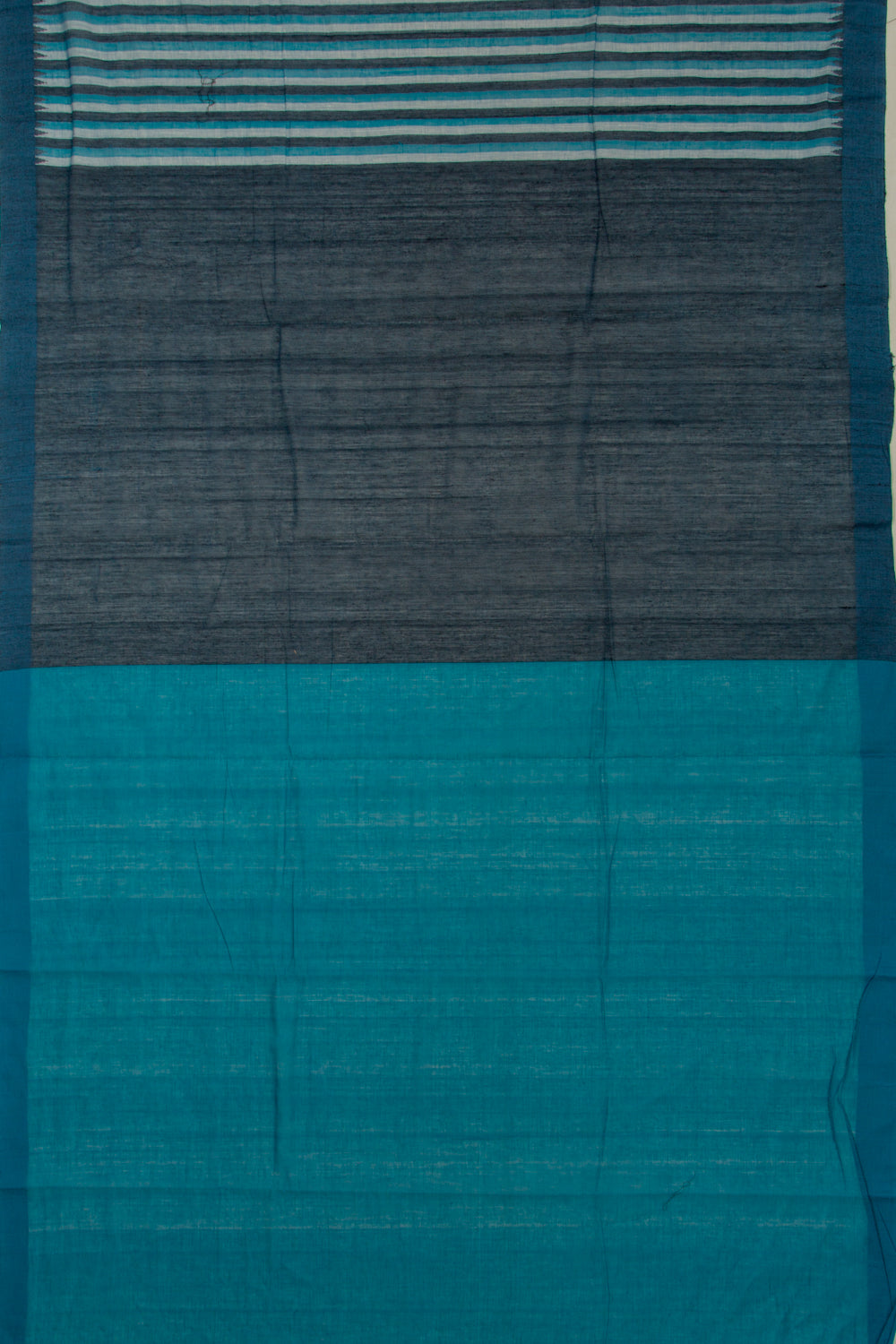 Handspun Cotton Vertical Lines Blue Saree