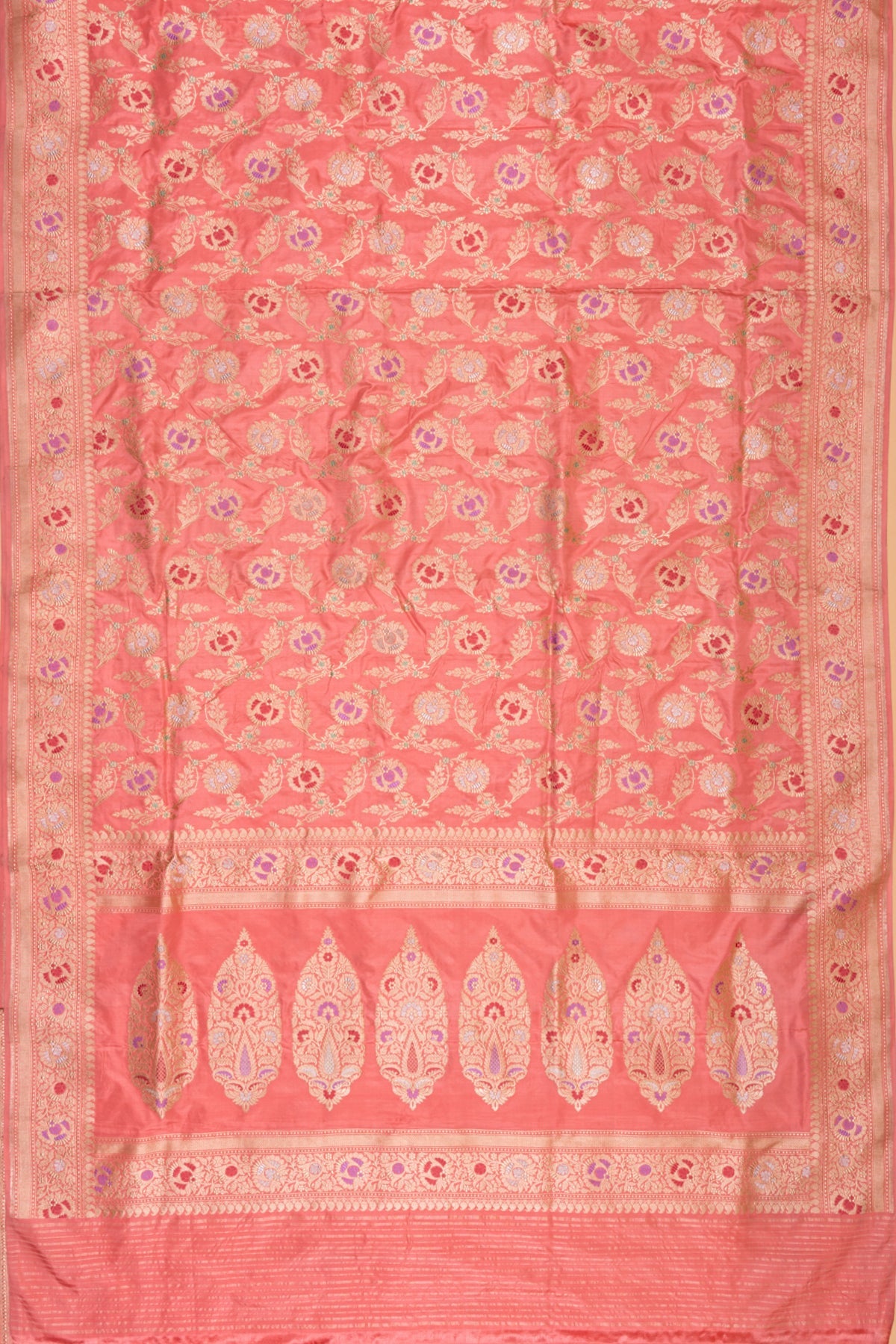 Banarasi Silk Kadwa Jaal Peach Saree