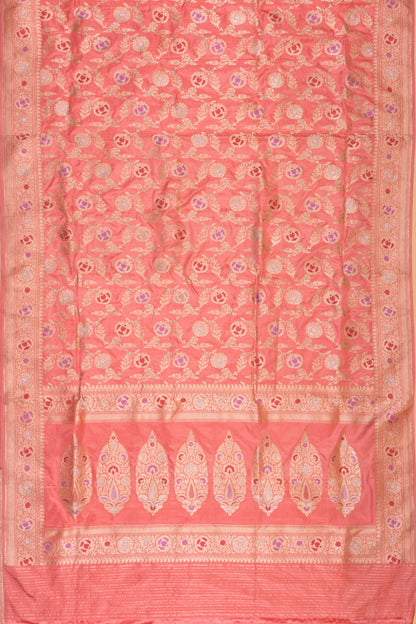 Banarasi Silk Kadwa Jaal Peach Saree