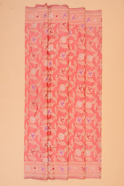 Banarasi Silk Kadwa Jaal Peach Saree