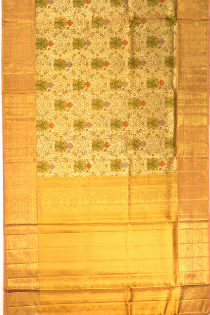 Kanchipuram Silk Tissue Brocade Gold Saree