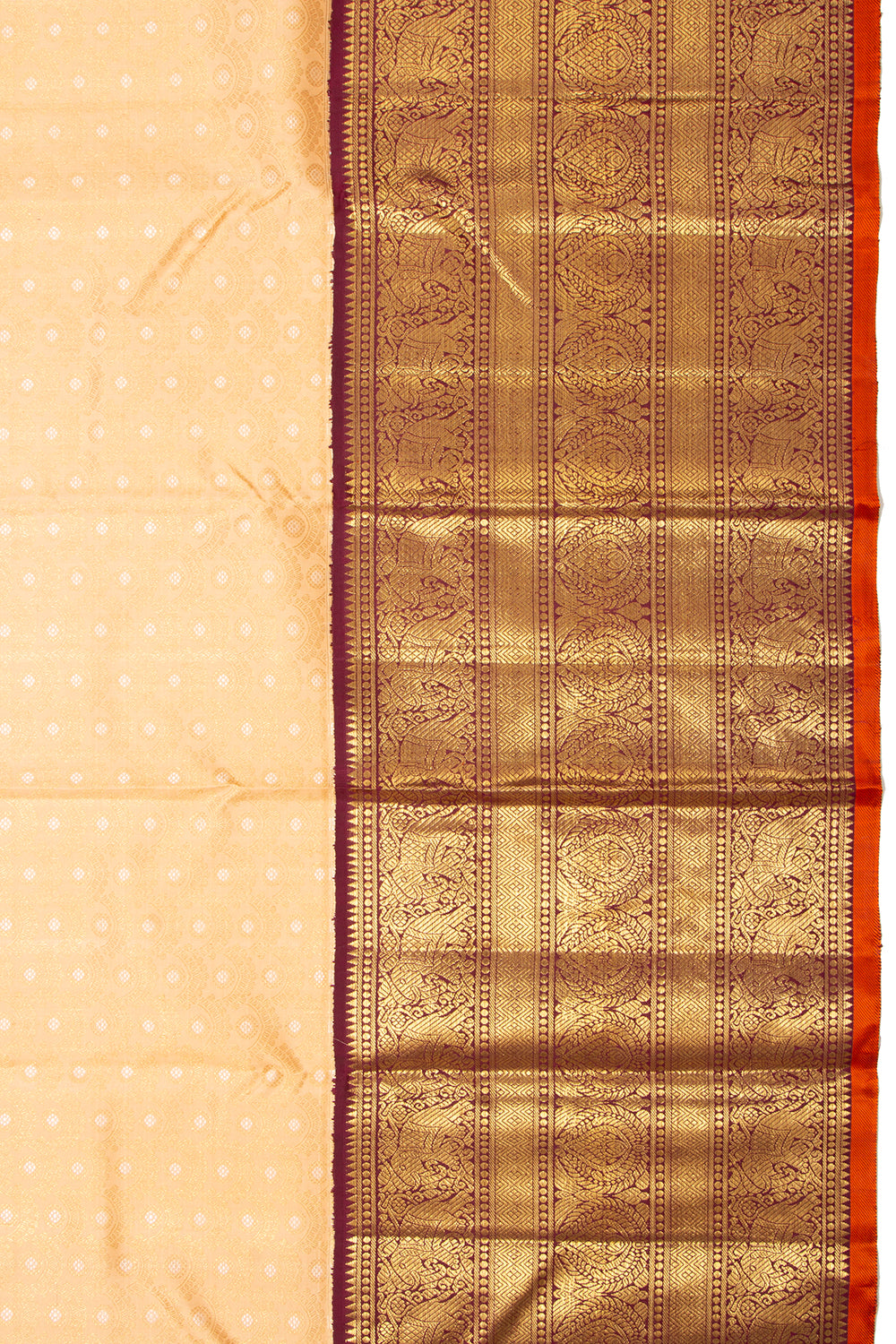 Kanchipuram Silk Brocade Cream Saree