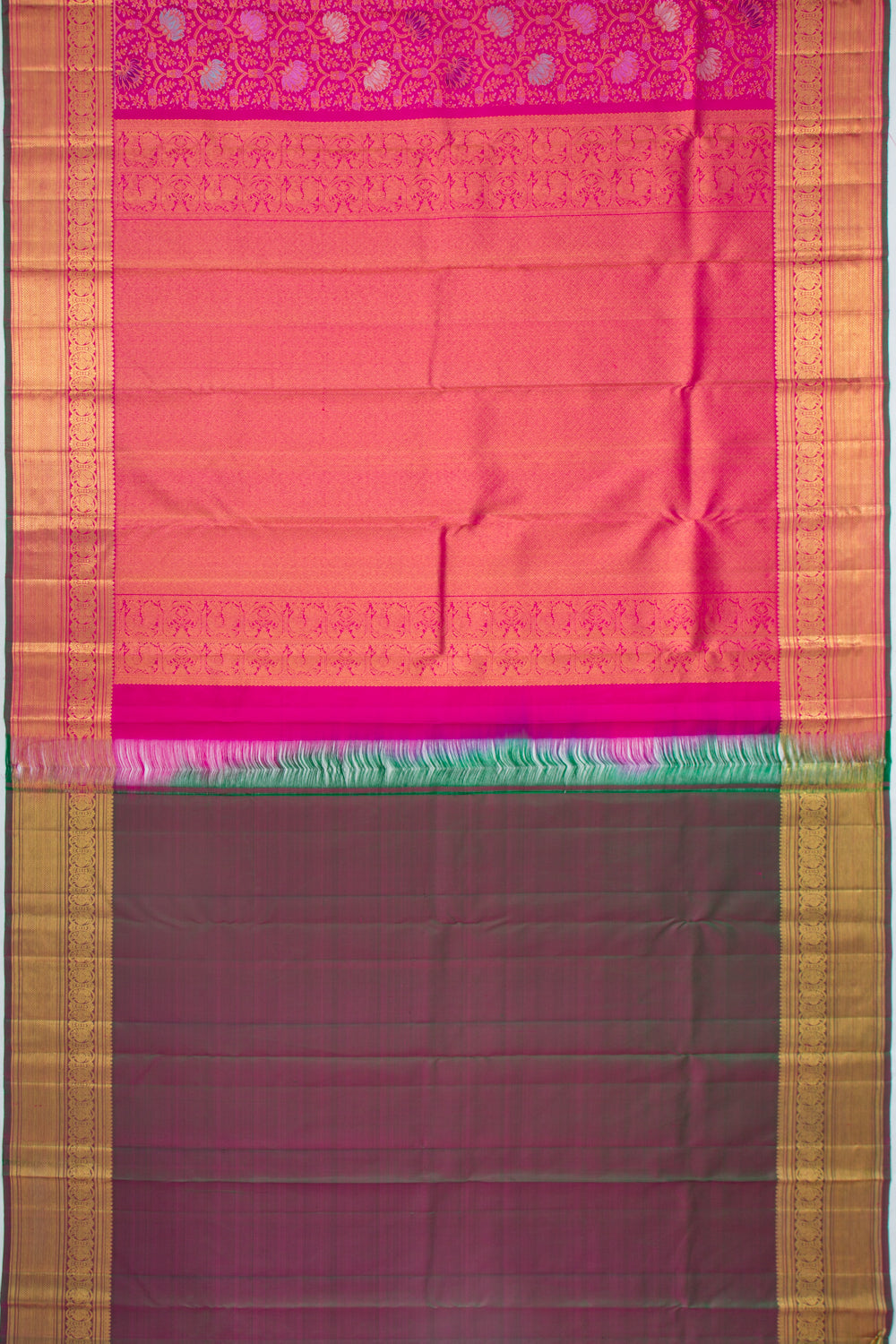 Kanchipuram Silk Brocade Pink Saree