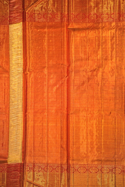 Kanchipuram Silk Tissue Geometrical Brocade Gold Saree