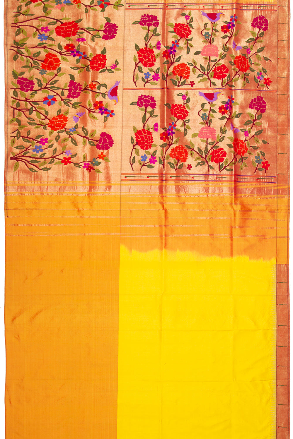 Paithani Silk Butta Yellow Saree