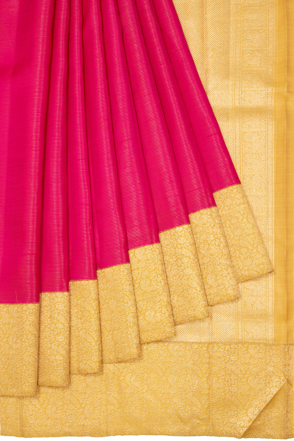 Kanchipuram Silk Horizontal Lines Pink Saree