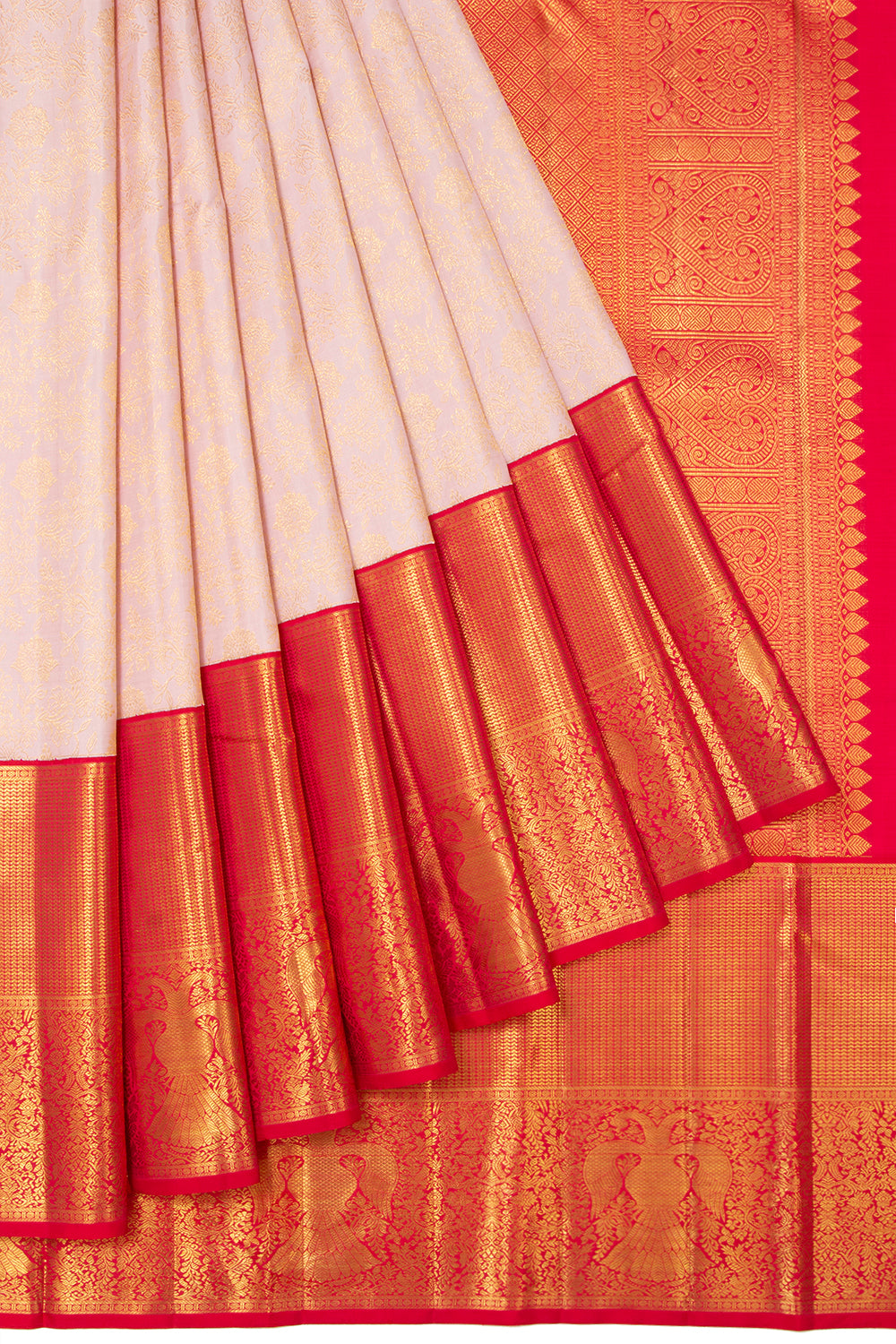 Kanchipuram Silk Tissue Brocade Baby Pink Saree