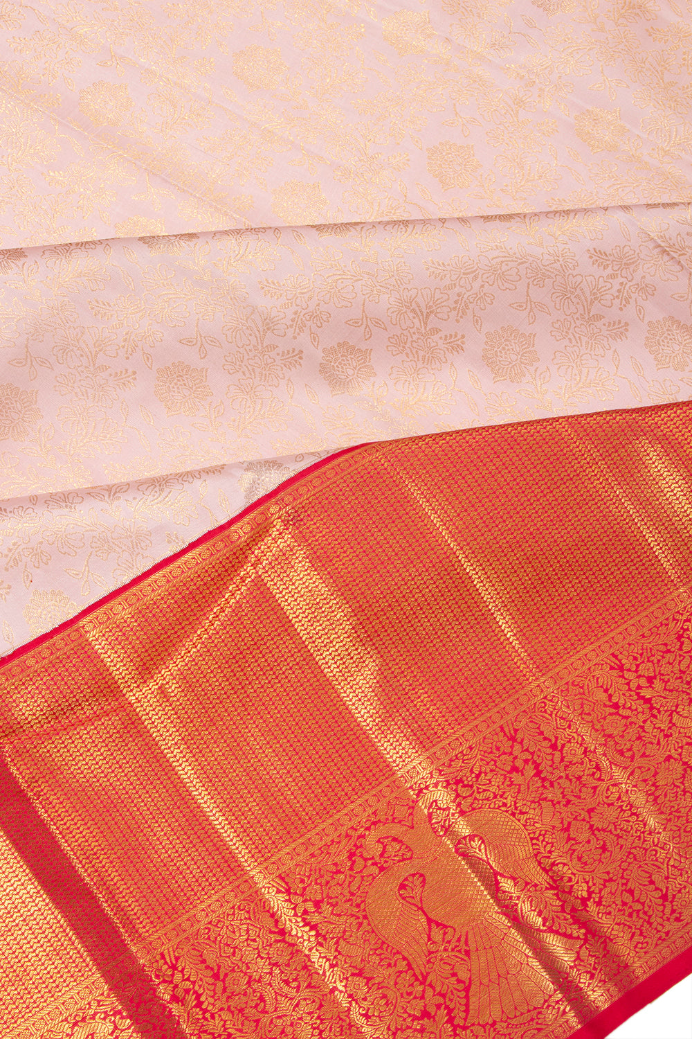 Kanchipuram Silk Tissue Brocade Baby Pink Saree