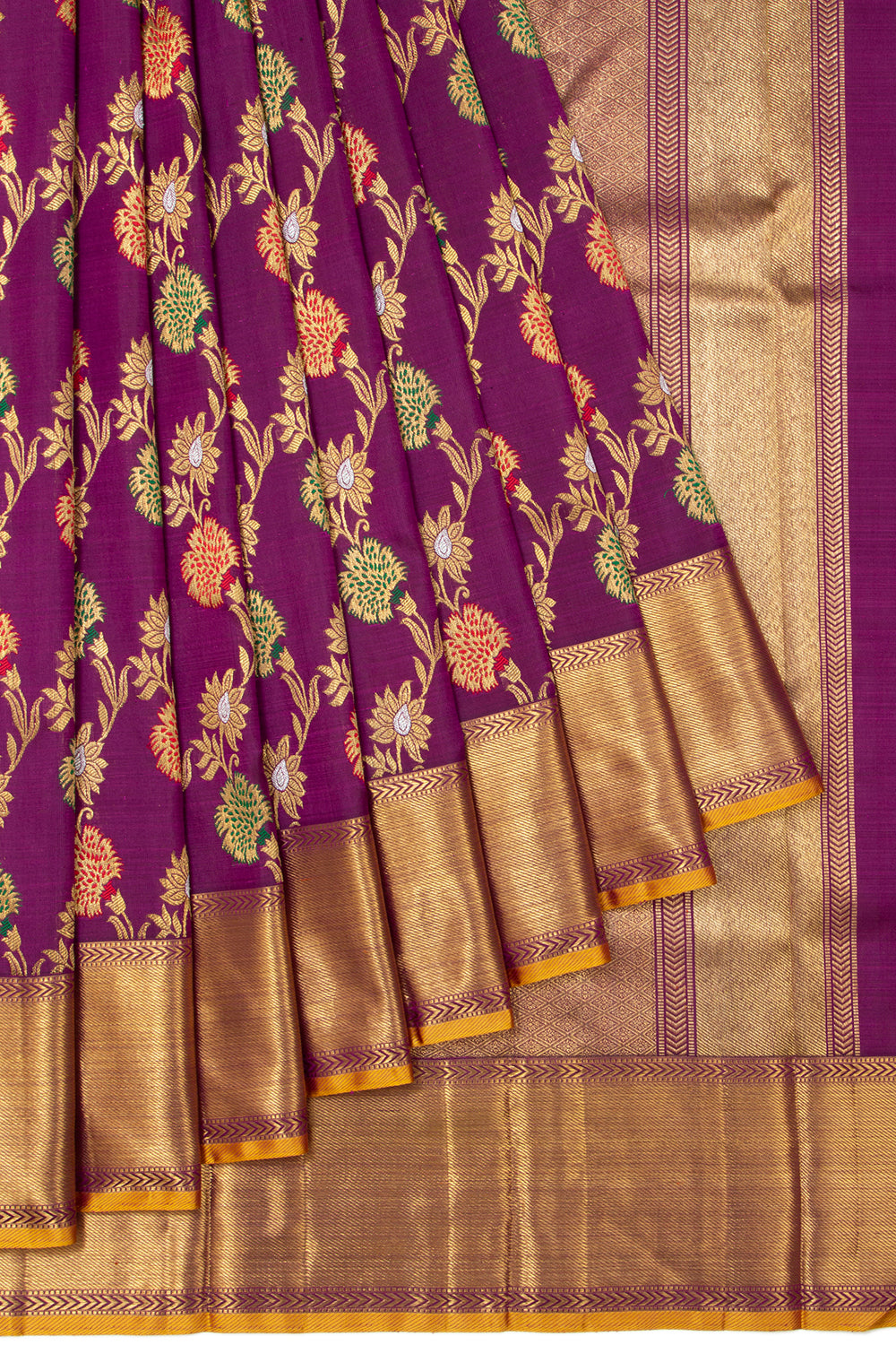 Kanchipuram Silk Jaal Purple Saree