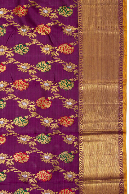 Kanchipuram Silk Jaal Purple Saree