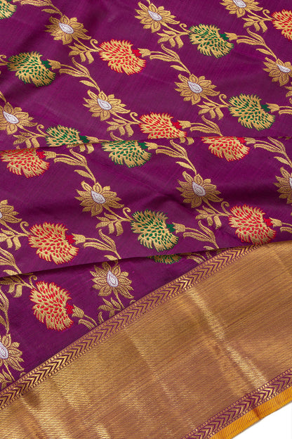 Kanchipuram Silk Jaal Purple Saree