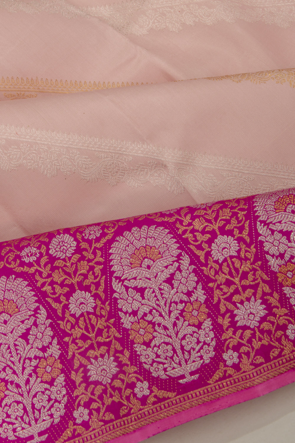 Kanchipuram Silk Leheriya Cream Saree