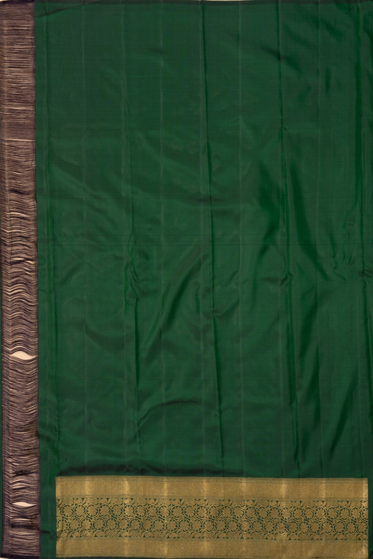 Pure Zari Kanchipuram Silk Jaal Bottle Green Saree