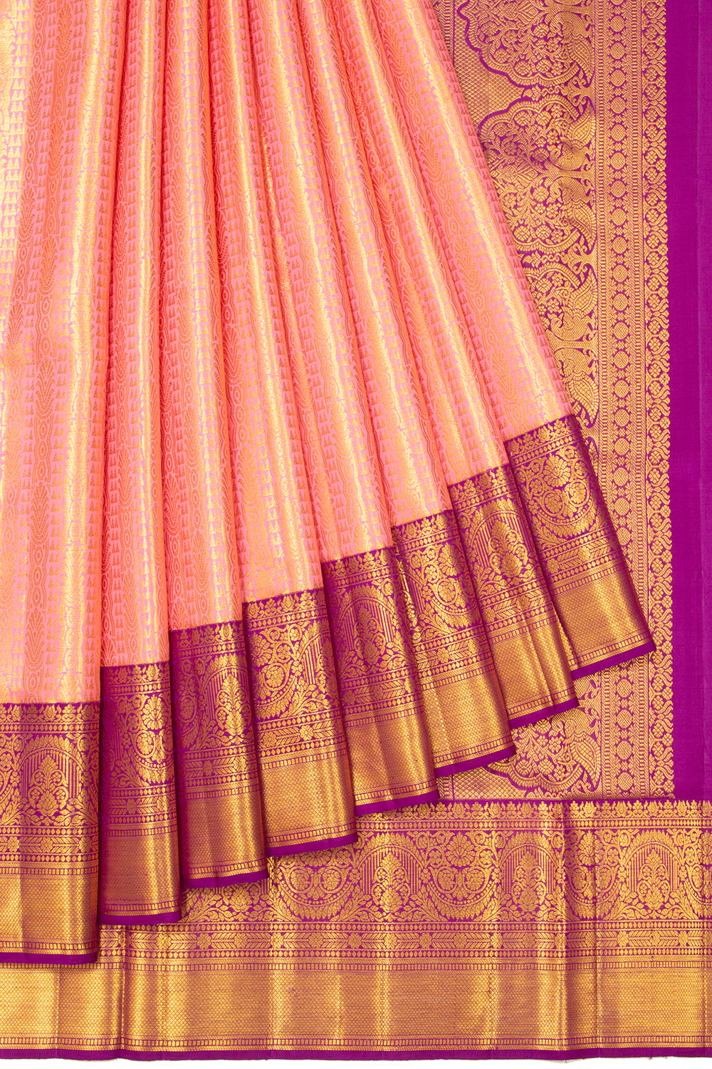 Kanchipuram Silk Brocade Pink Saree