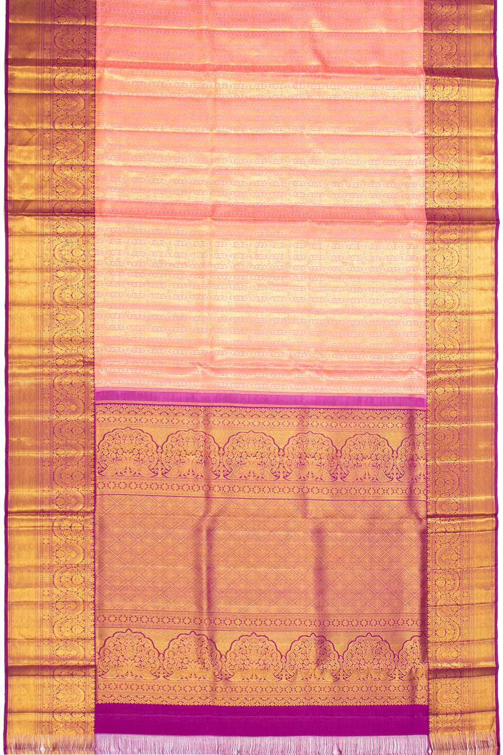 Kanchipuram Silk Brocade Pink Saree