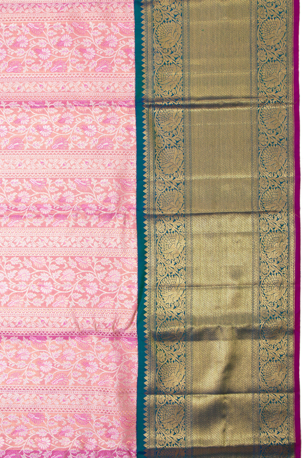 Kanchipuram Silk Tissue Brocade Baby Pink Saree