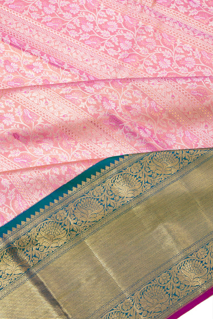 Kanchipuram Silk Tissue Brocade Baby Pink Saree