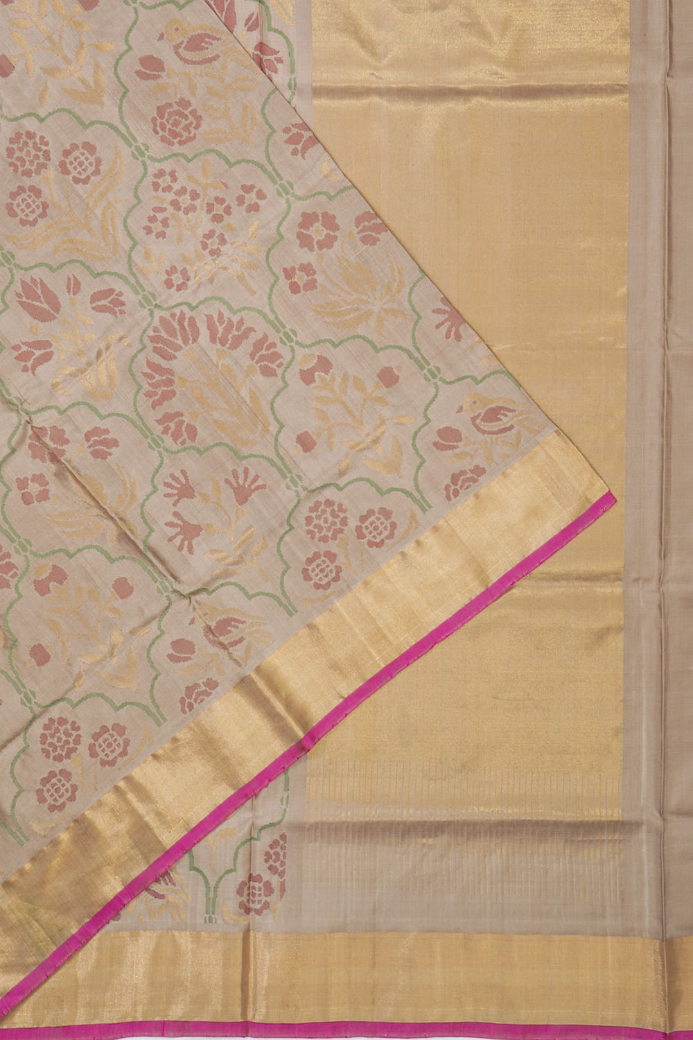 Uppada Silk Jamdani Cream Saree