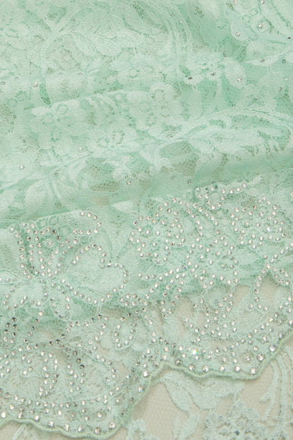 Chantilly Lace Sea Green Saree With Stone Work