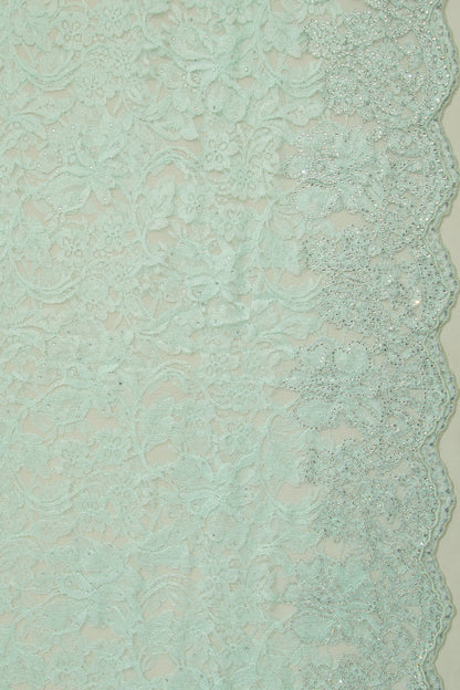 Chantilly Lace Sea Green Saree With Stone Work