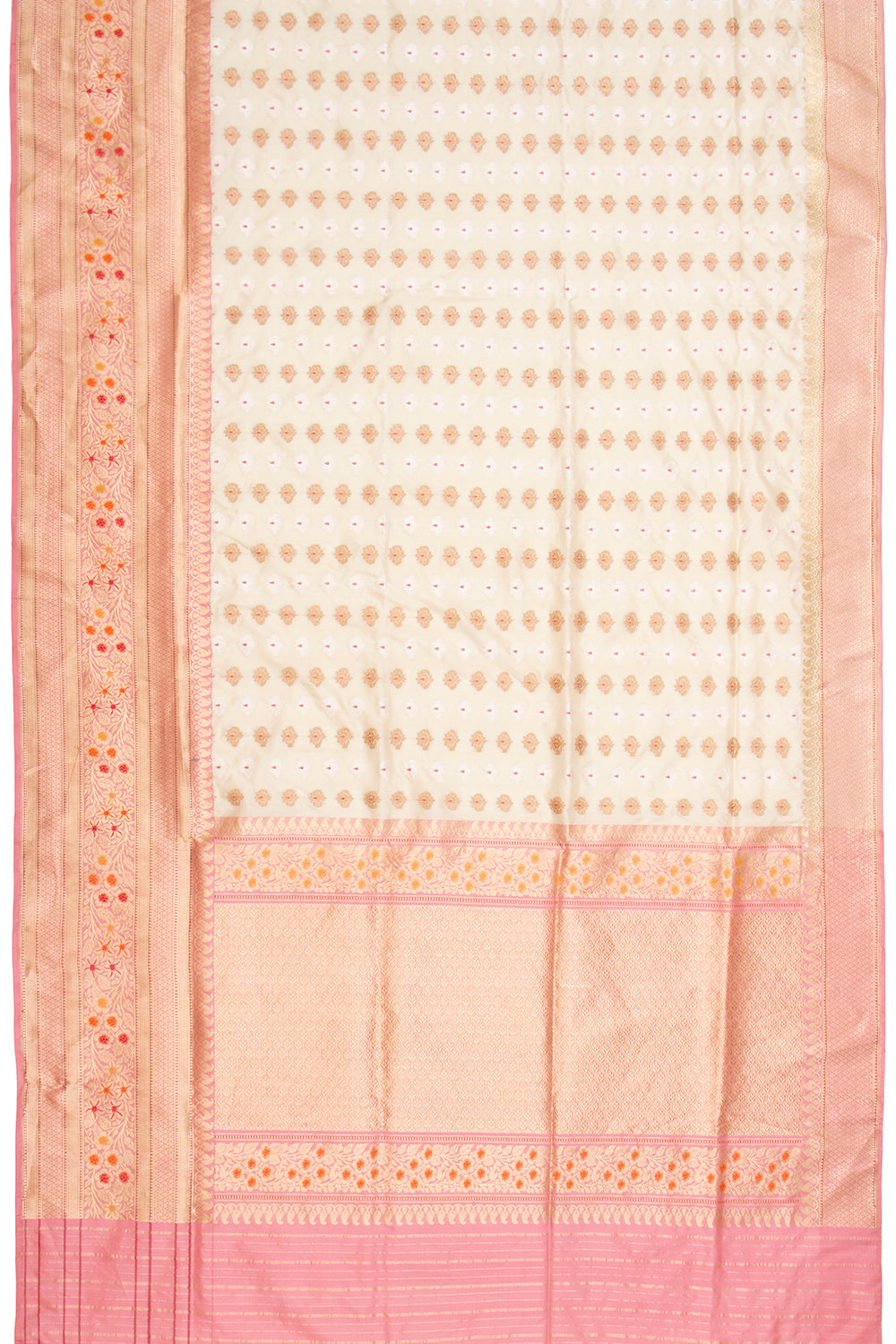 Banarasi Silk Kadwa Butta Cream Saree