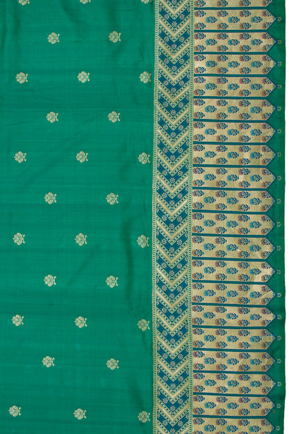 Banarasi Silk Kadwa Butta Dark Green Saree