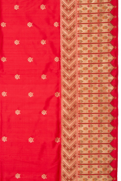 Banarasi Silk Kadwa Butta Red Saree