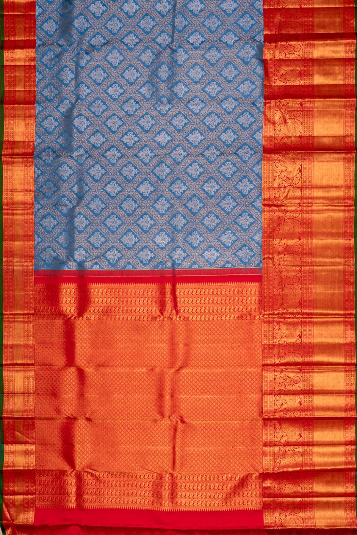 Kanchipuram Silk Brocade Blue Saree