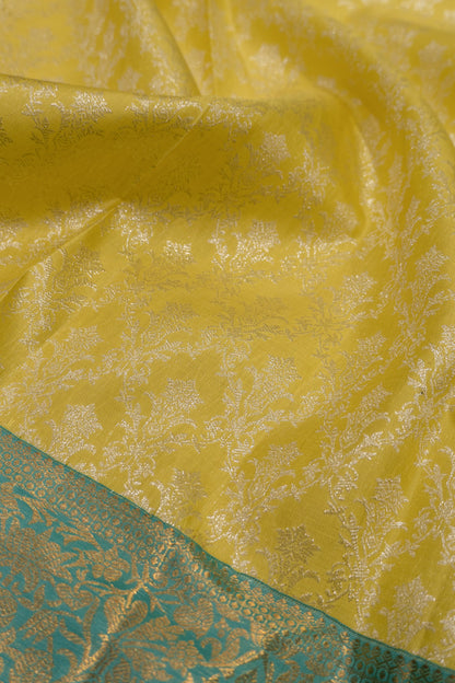 Kanchipuram Silk Brocade Yellow Saree