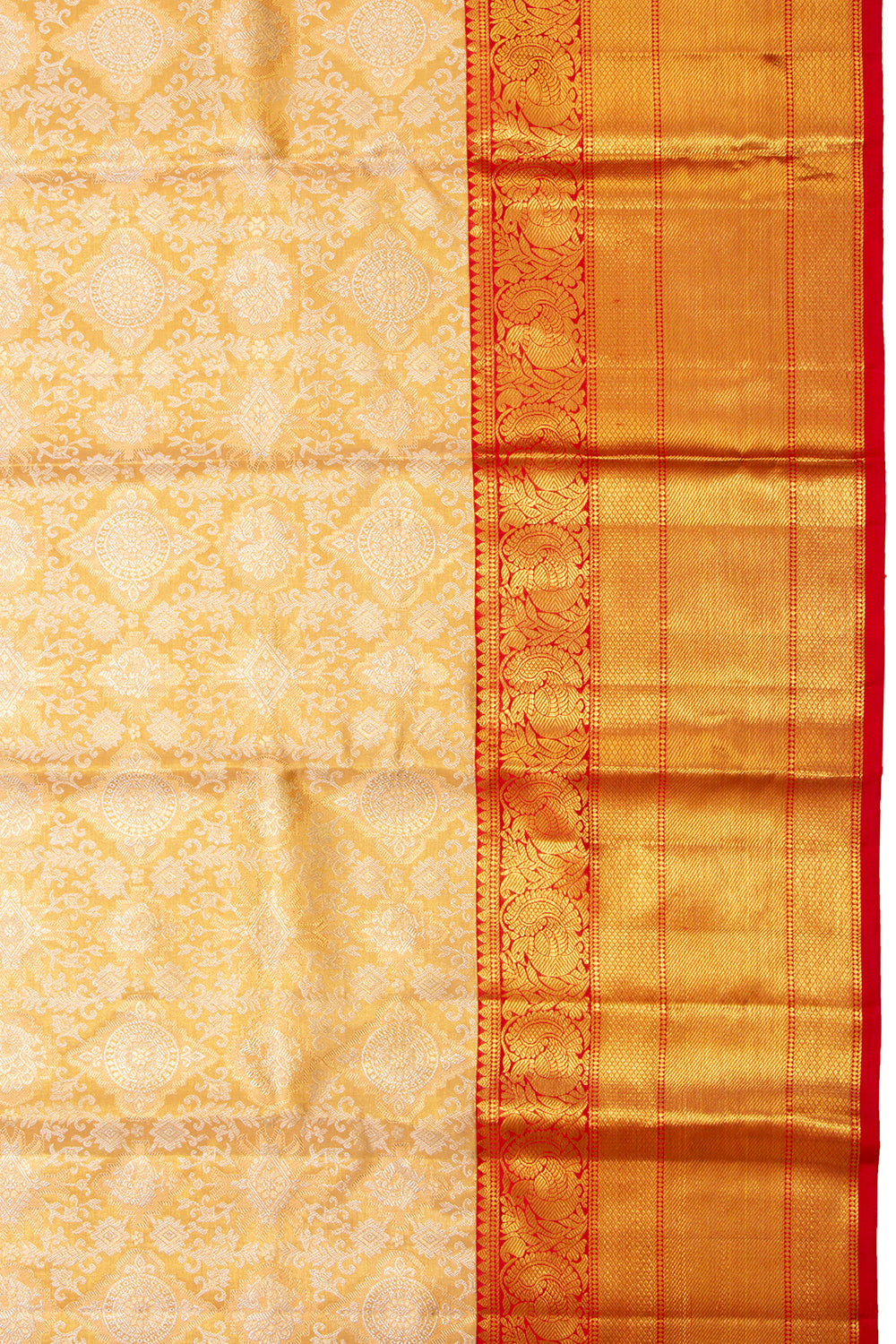 Kanchipuram Silk Tissue Brocade Gold Saree