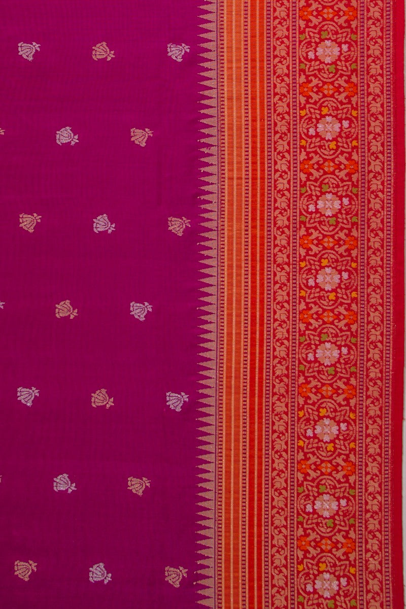 Banarasi Silk Butta Purple Saree