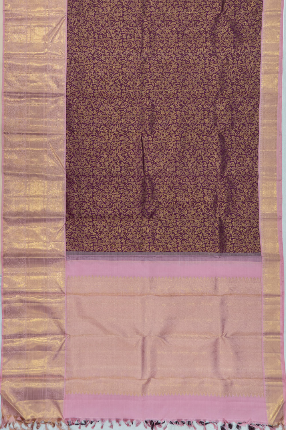 Kanchipuram Silk Brocade Deep Purple Saree