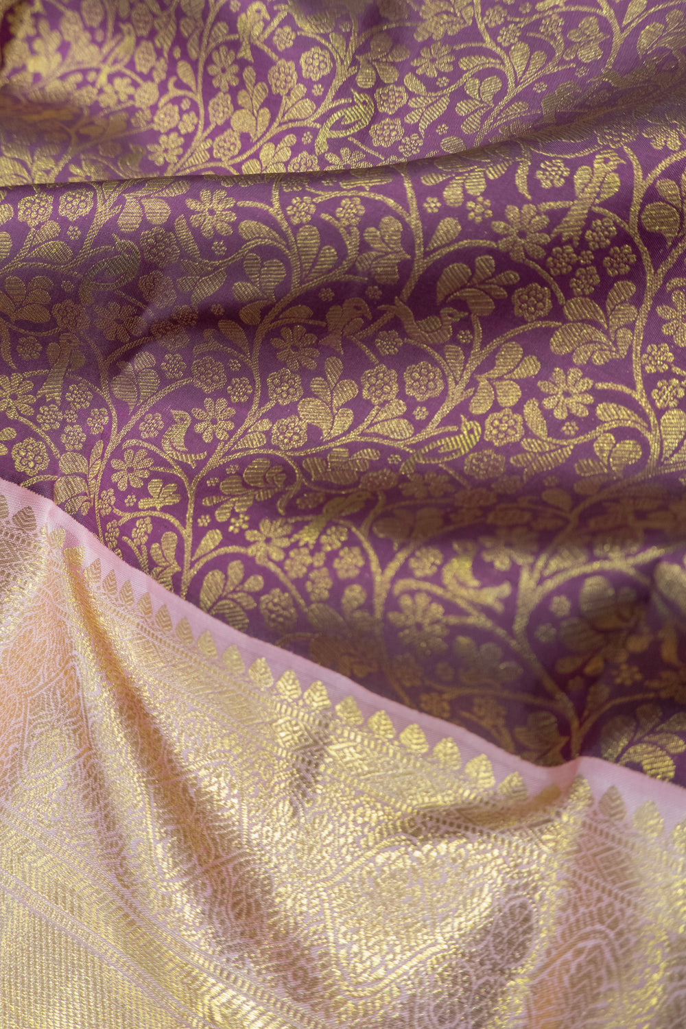 Kanchipuram Silk Brocade Deep Purple Saree