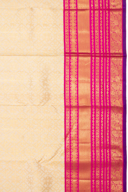 Kanchipuram Silk Brocade Cream Saree