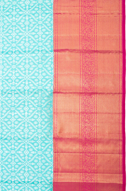 Kanchipuram Silk Brocade Sky Blue Saree