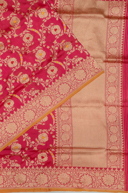 Banarasi Silk Jaal Pinkish Red Saree