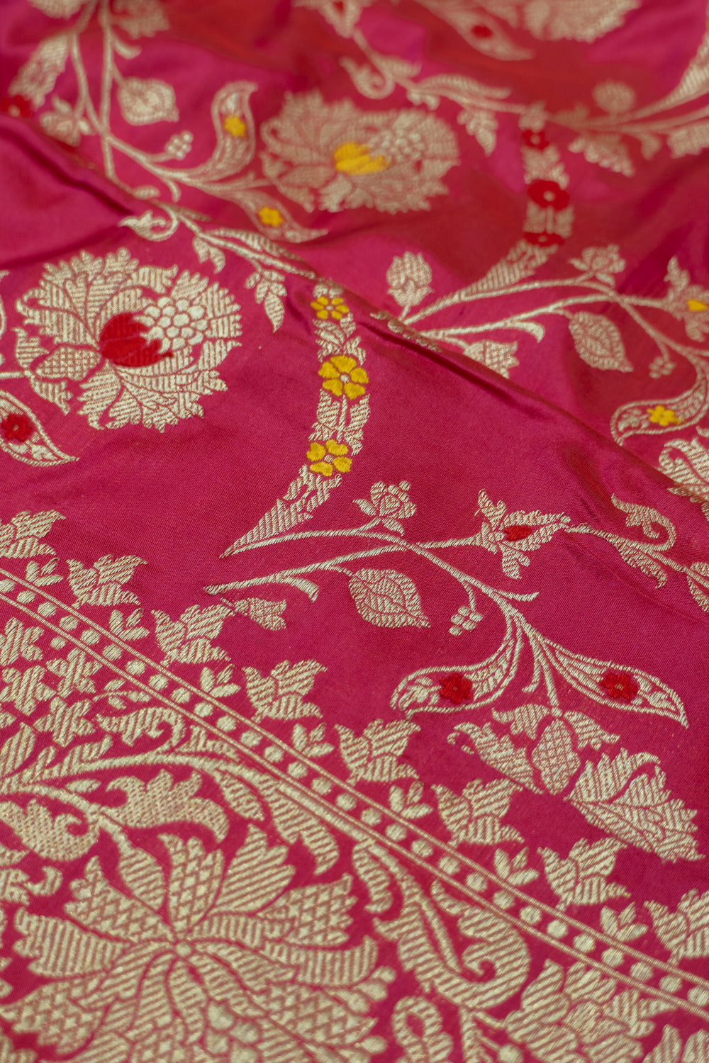 Banarasi Silk Jaal Pinkish Red Saree