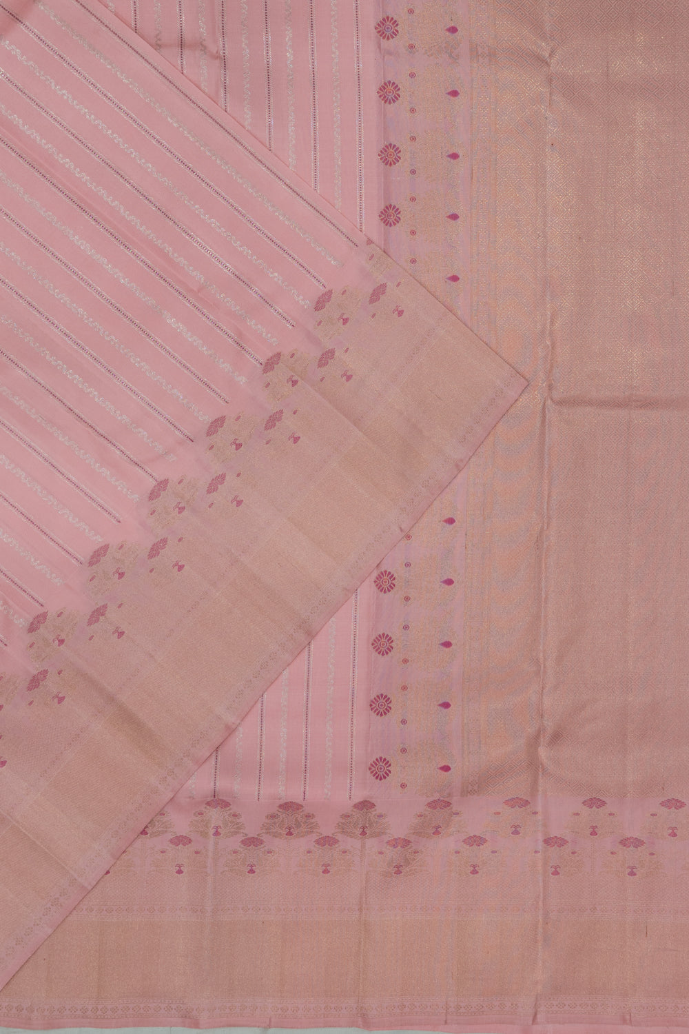 Banarasi Silk Vertical Lines Baby Pink Saree