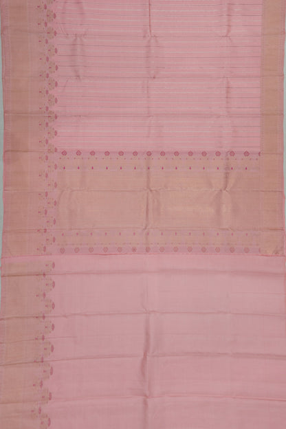 Banarasi Silk Vertical Lines Baby Pink Saree