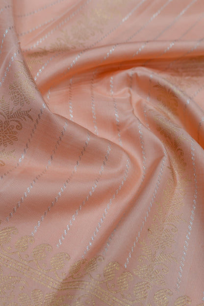 Banarasi Silk Vertical Lines Peach Saree