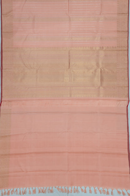 Banarasi Silk Vertical Lines Peach Saree