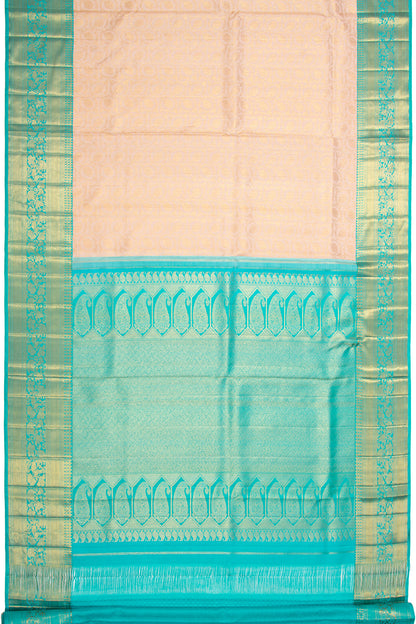 Kanchipuram Silk Brocade Cream Saree