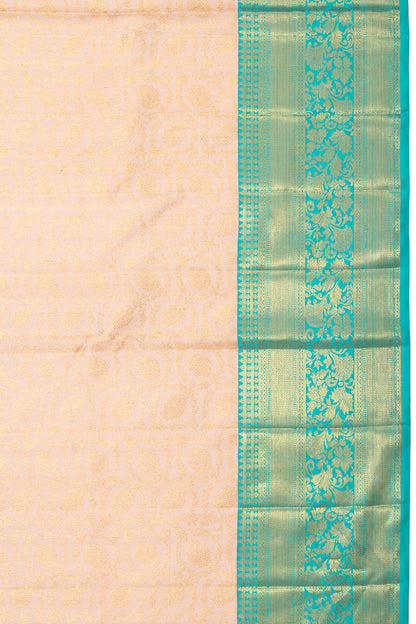 Kanchipuram Silk Brocade Cream Saree