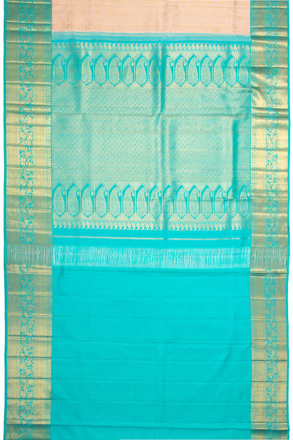 Kanchipuram Silk Brocade Cream Saree