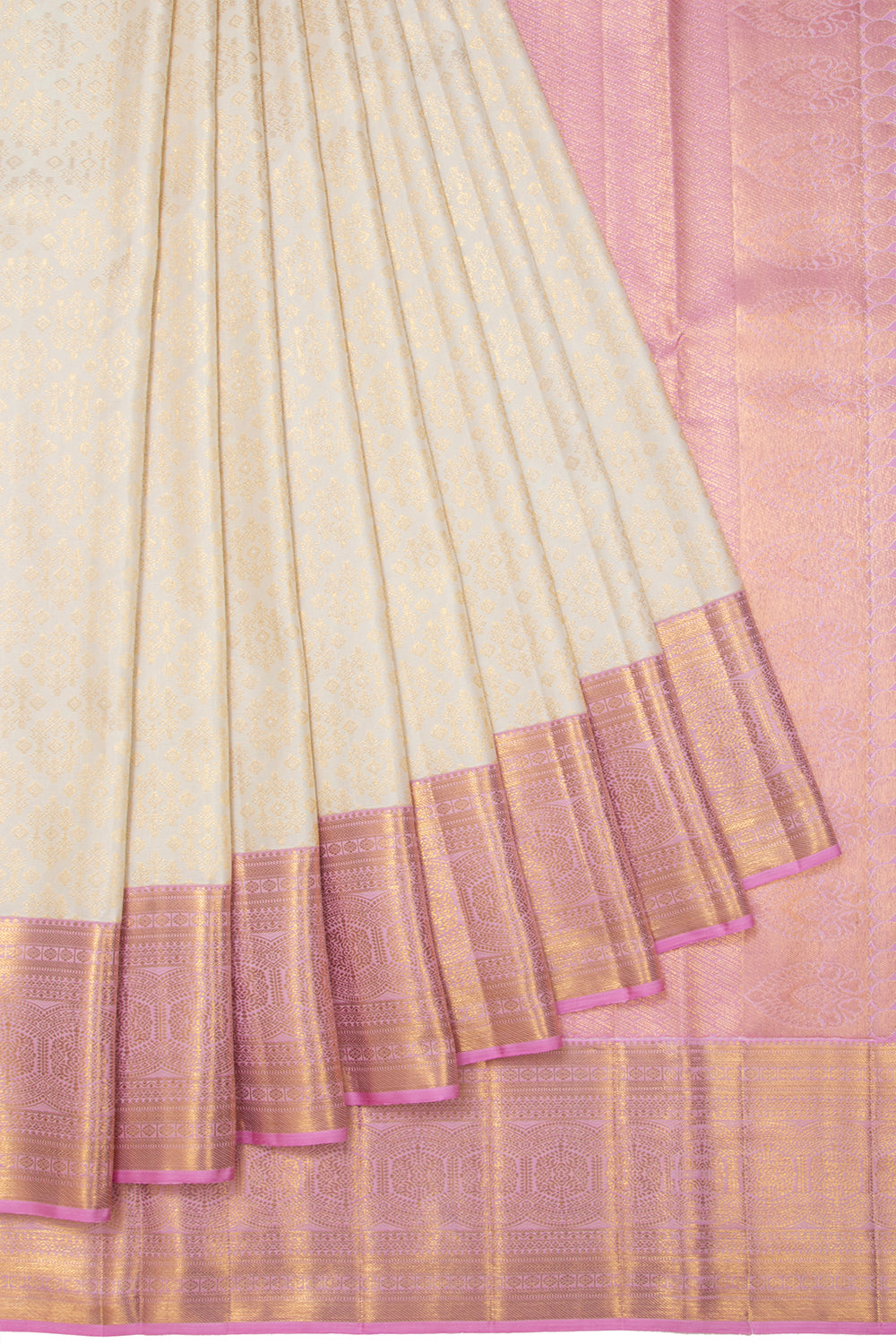 Kanchipuram Silk Brocade Off White Saree