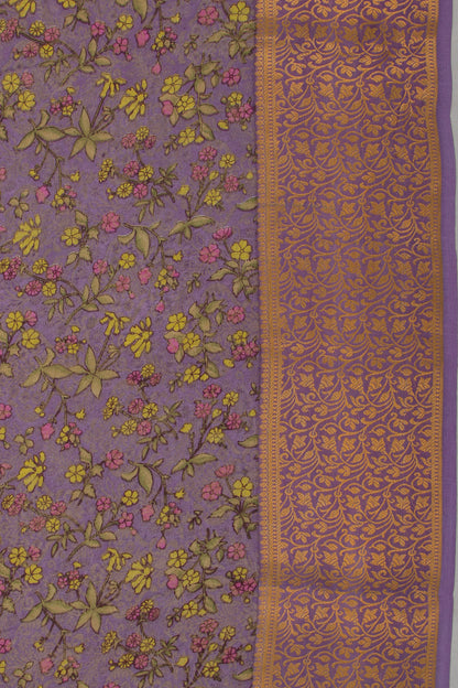 Binny Silk Printed Lavender Saree