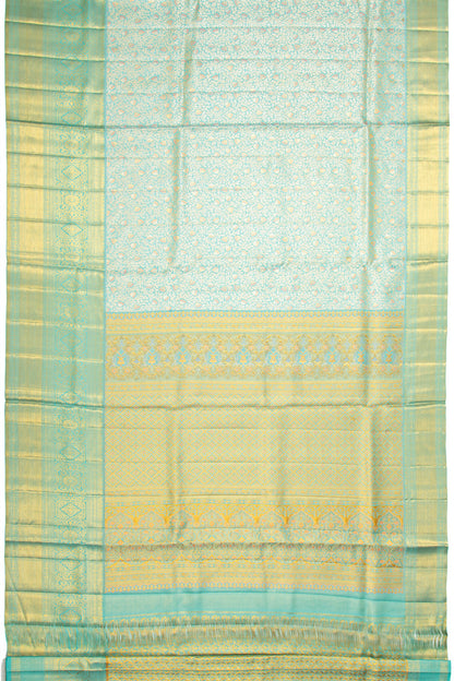 Kanchipuram Silk Tissue Brocade Sky Blue Saree