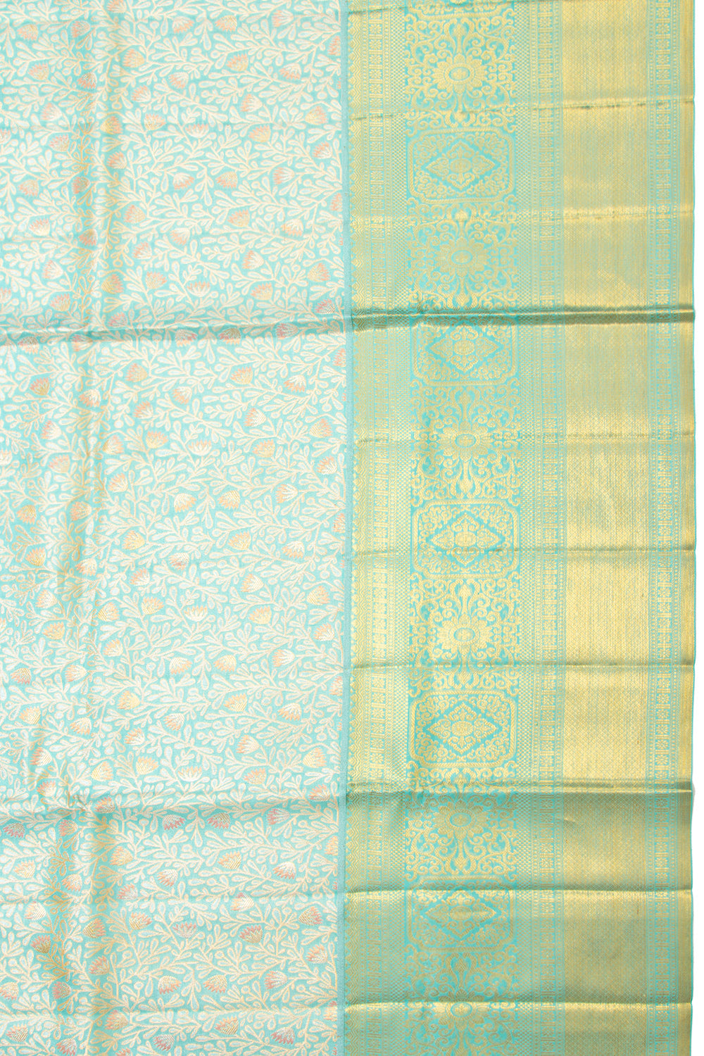 Kanchipuram Silk Tissue Brocade Sky Blue Saree